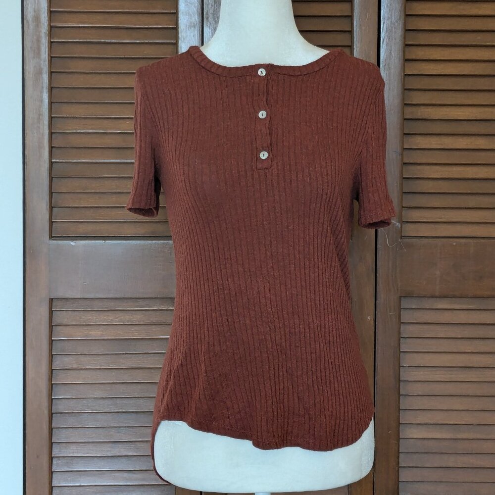 A.New.Day Copper Short Sleeve Ribbed Henley